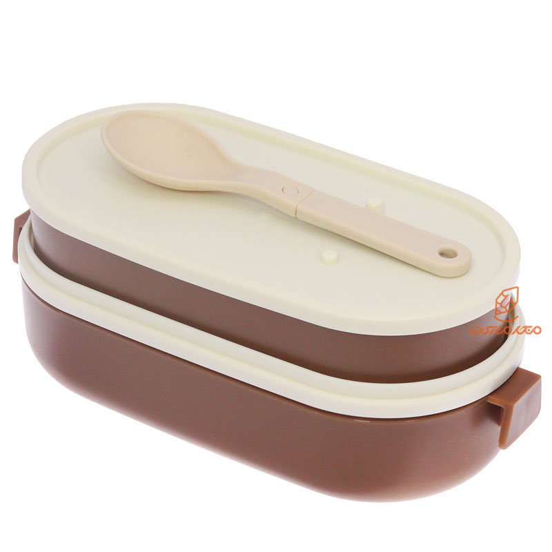 ظرف غذا بیضی دو طبقه قهوه ای (1)