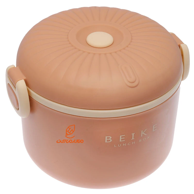 ظرف غذا دو طبقه دایره ای F820 گلبهی BEIKE (2)
