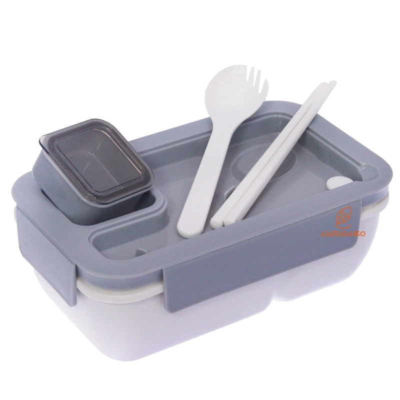 ظرف غذا مستطیل یک طبقه دو خانه طوسی (4)