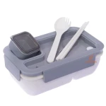 ظرف غذا مستطیل یک طبقه دو خانه طوسی (4)