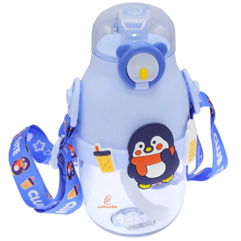 قمقمه فانتزی نی دار 480 میل کد 8036 طرح پنگوئن LLIU LDUO (1)