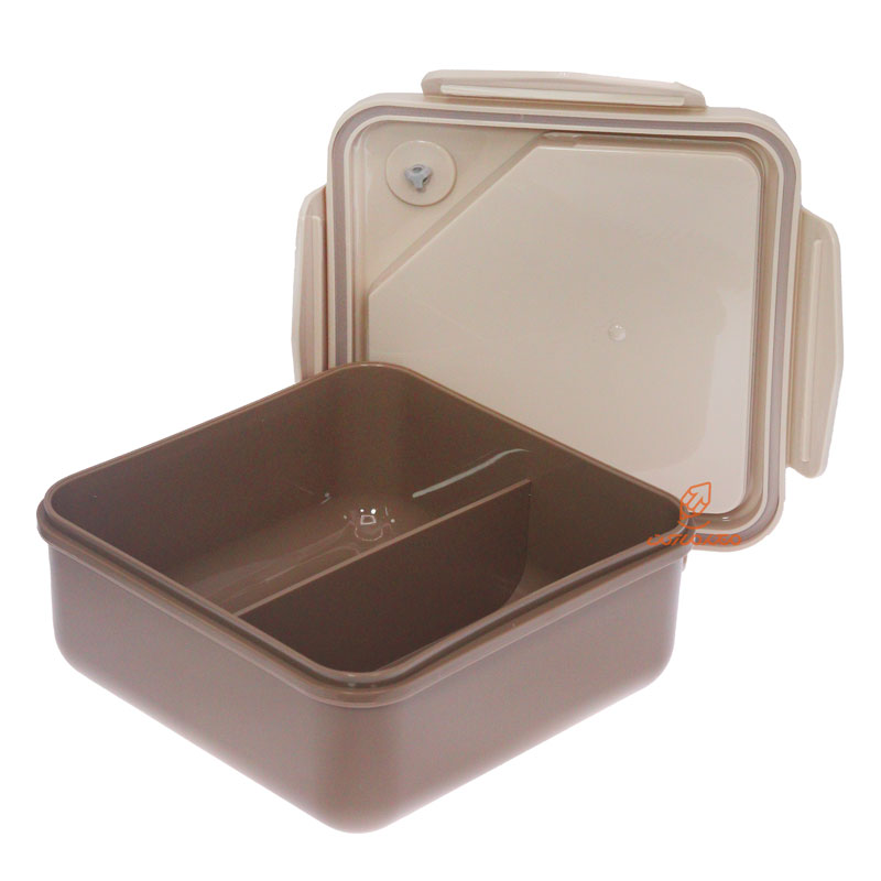 ظرف غذا مربع دو خانه یک طبقه کرم GOURMET (1)