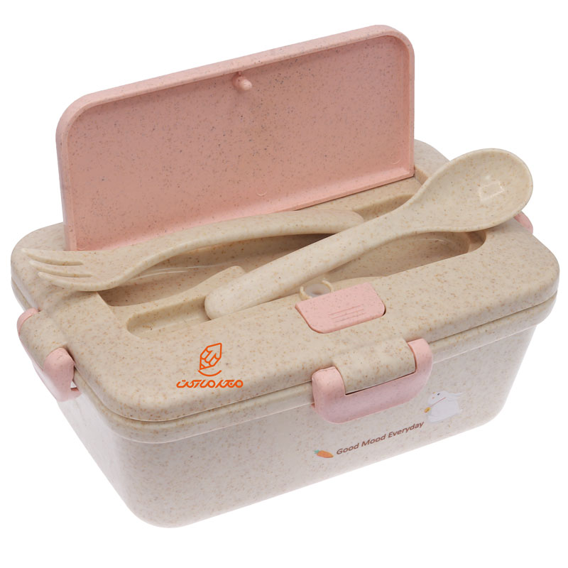 ظرف غذا گیاهی یک طبقه مستطیل صورتی طرح خرگوش (1)