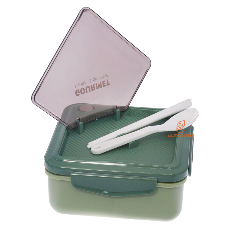 ظرف غذا مربع دو خانه یک طبقه سبز (4)