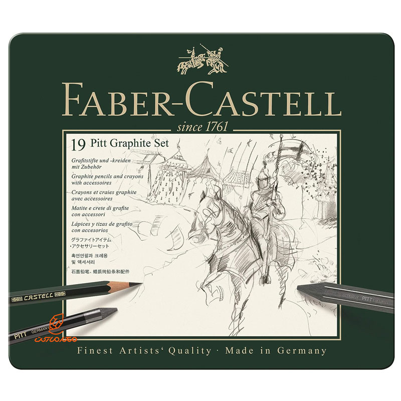 ست گرافیت پیت مونوکروم جعبه فلزی 19 عددی فابرکاستل FABERCASTELL