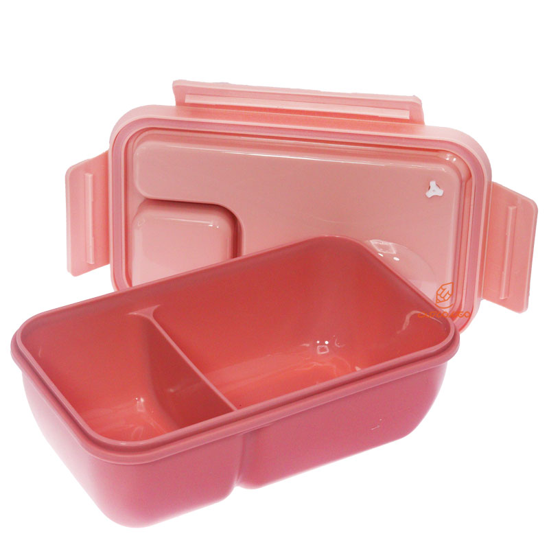 ظرف غذا مستطیل یک طبقه دو خانه صورتی (1)