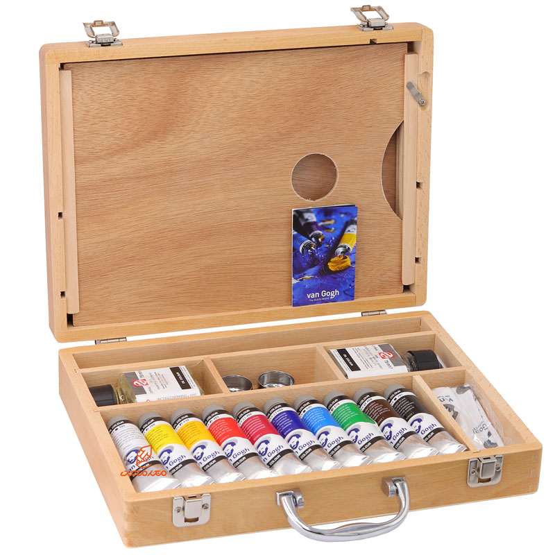 ست رنگ روغن 10 رنگ جعبه چوبی ونگوگ VAN GOGH