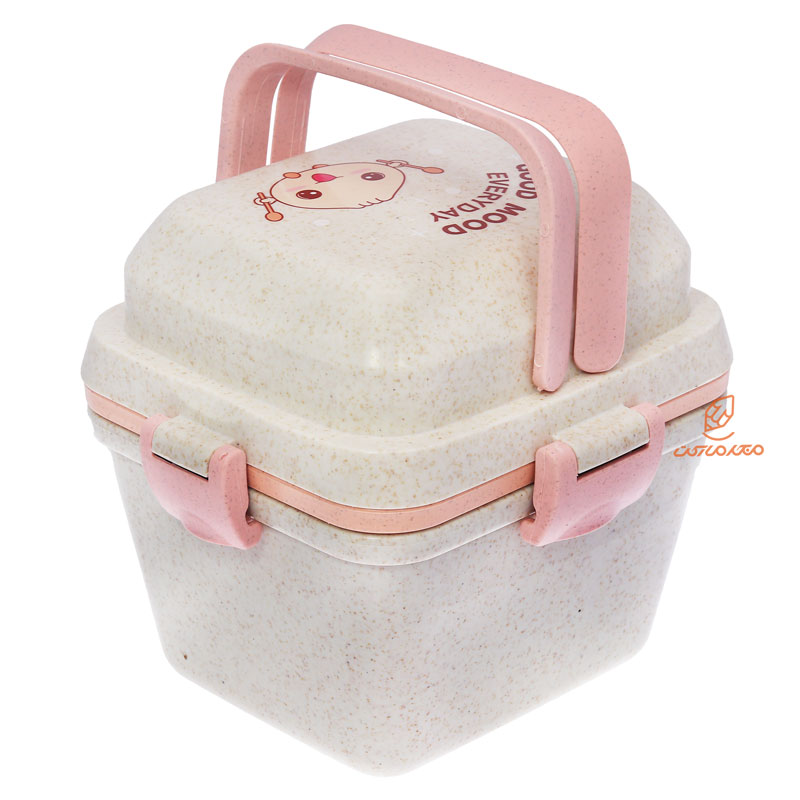 ظرف غذا سه طبقه گیاهی B531 کرم صورتی (4)