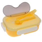 ظرف غذا سه خانه یک طبقه گیاهی 2445 زرد (5)