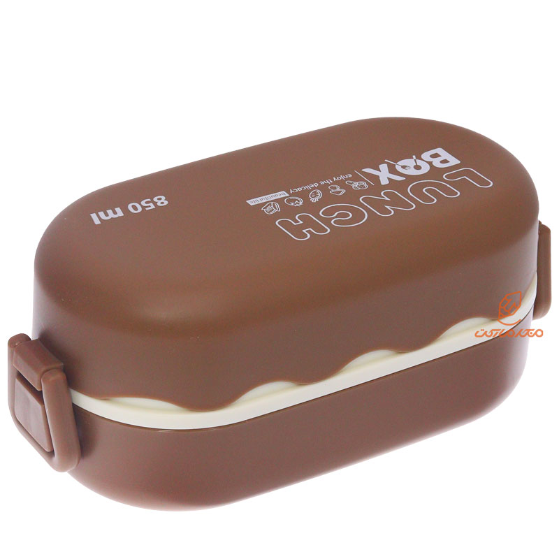 ظرف غذا بیضی دو طبقه قهوه ای (3)