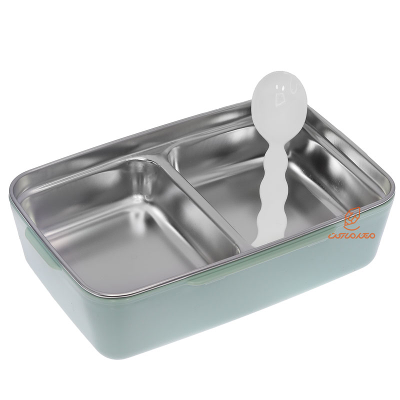 ظرف غذا دو خانه سبز داخل استیل 2309 SANYUEYIPIN (4)