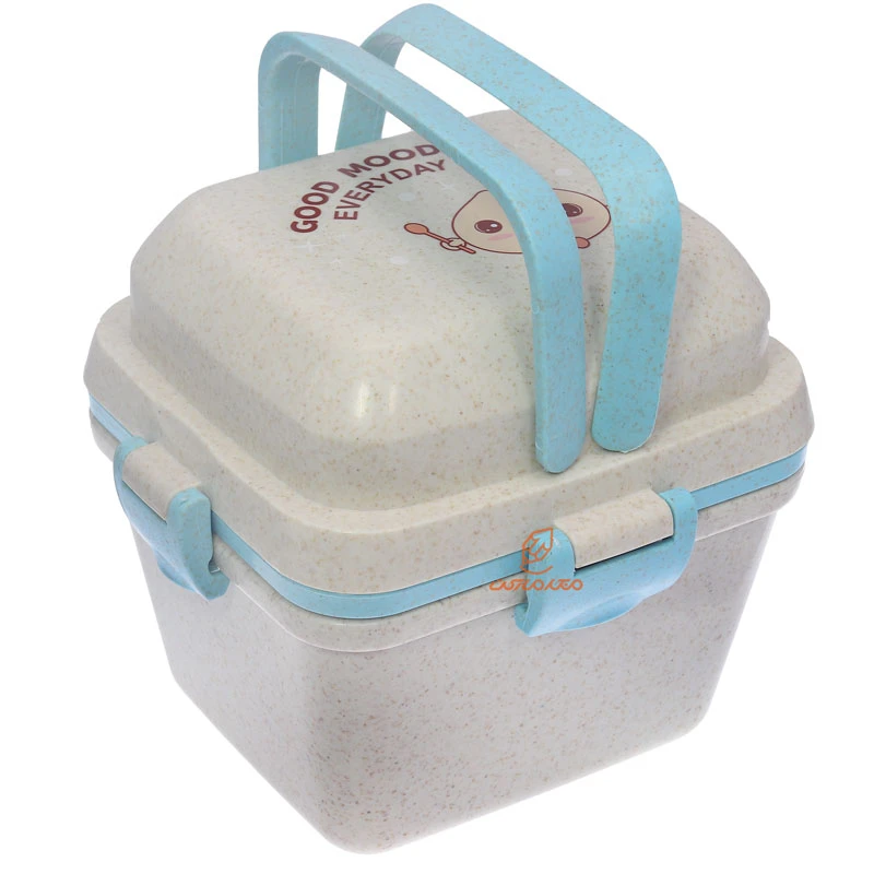 ظرف غذا سه طبقه گیاهی B531 کرم آبی (4)