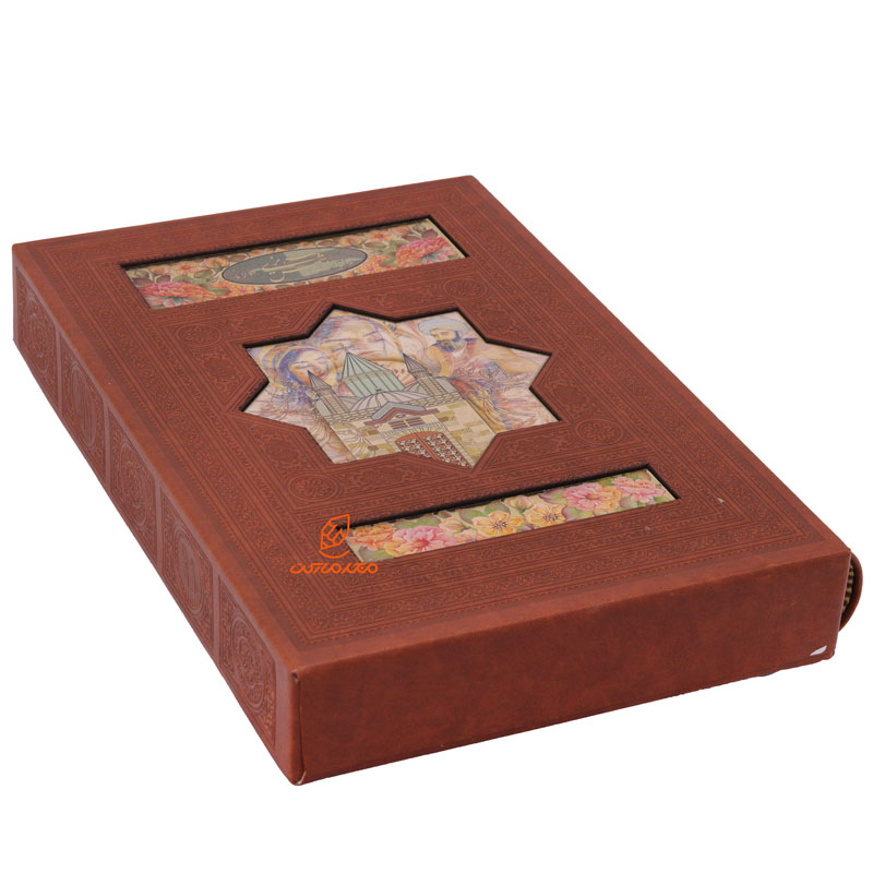 کتاب غزلیات شمس تبریزی دو زبانه وزیری جلد چرم (قاب کشویی) (3)