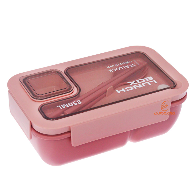 ظرف غذا مستطیل یک طبقه دو خانه صورتی (3)