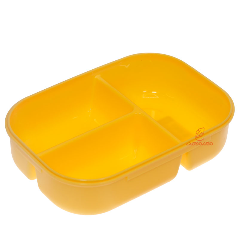 ظرف غذا سه خانه یک طبقه گیاهی 2445 زرد (1)