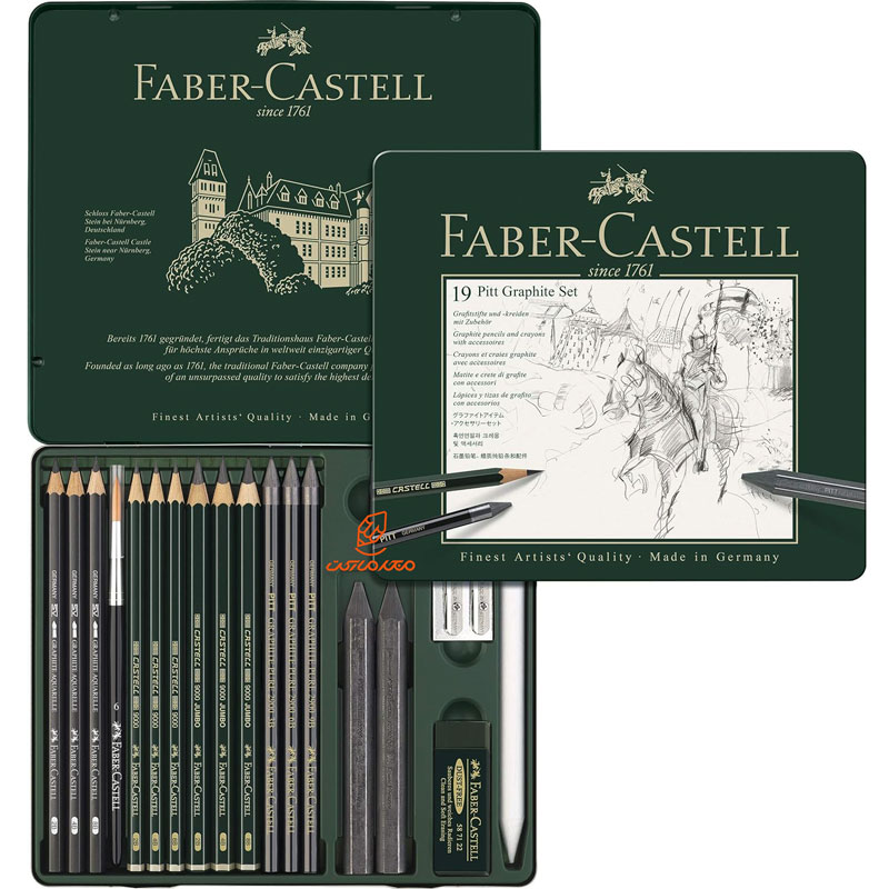 ست گرافیت پیت مونوکروم جعبه فلزی 19 عددی فابرکاستل FABERCASTELL (3)