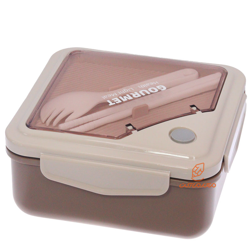 ظرف غذا مربع دو خانه یک طبقه کرم GOURMET (3)