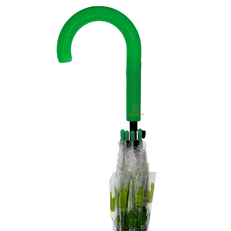 چتر شفاف نایلونی طرح برگ های سبز (4)