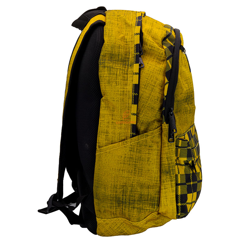 کوله پشتی طرح شطرنجی زردمشکی گلسی برد 2580 GLOSSI BIRD (8)