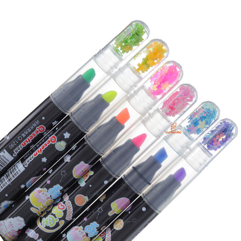 ماژیک علامت گذار 6 رنگی فانتزی سر پولک دار 3250 QESEFUN (6)