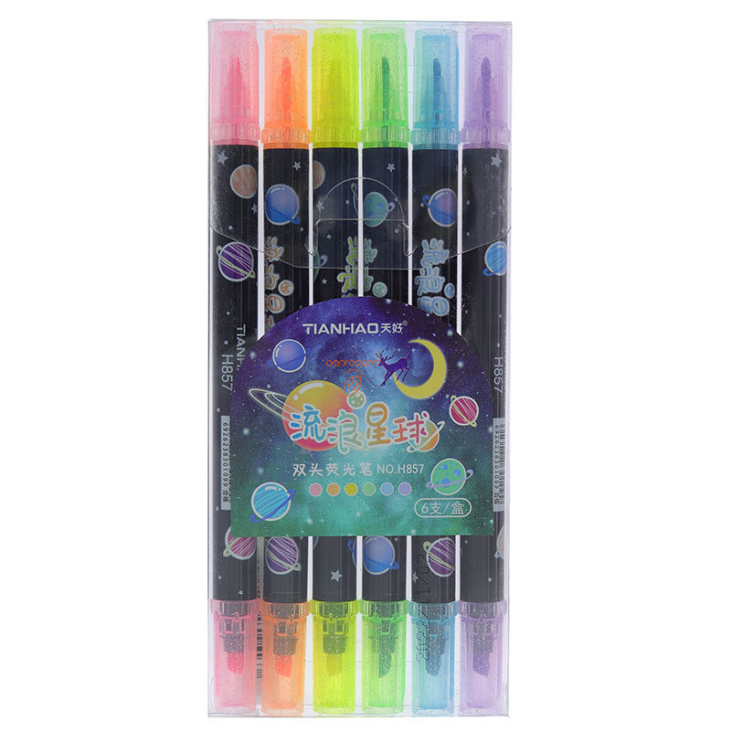 ماژیک علامت گذار 6 رنگی کد H857 دو سر TIANHAO