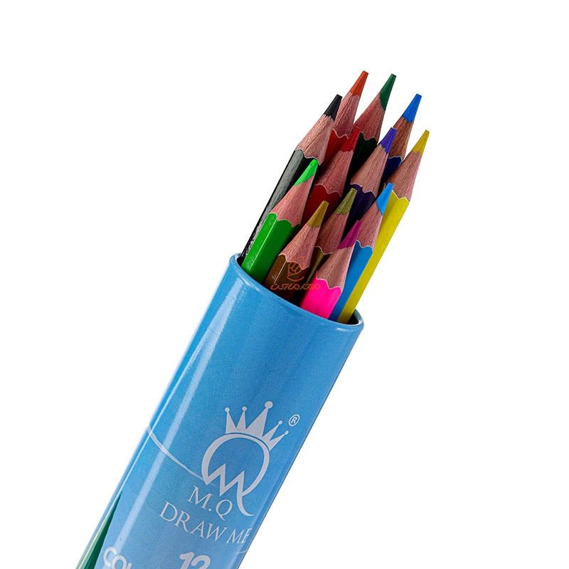 مداد رنگی 12 رنگ لوله ای طرح خانه های بلند ام کیو MQ (1)