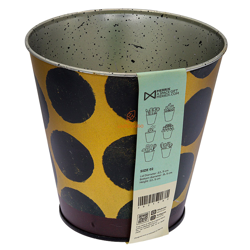 متال پات فلزی سطلی سایز 2 طرح خال خال مشکی لوتوس (2)