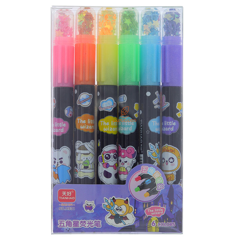 ماژیک علامت گذار 6 رنگی فانتزی نوک ستاره ای کد 2778