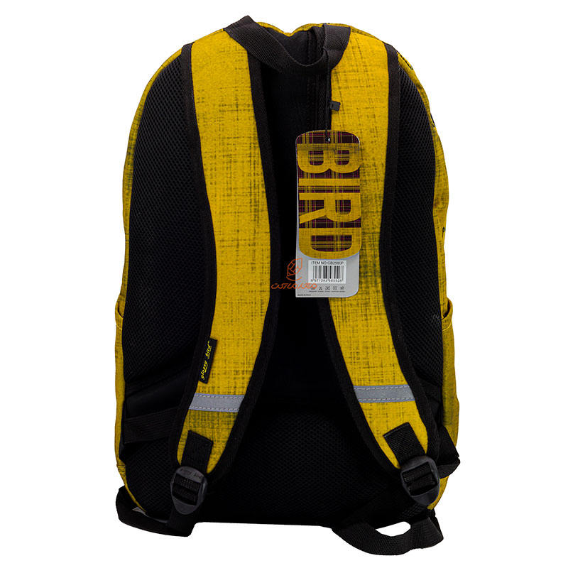 کوله پشتی طرح شطرنجی زردمشکی گلسی برد 2580 GLOSSI BIRD (9)