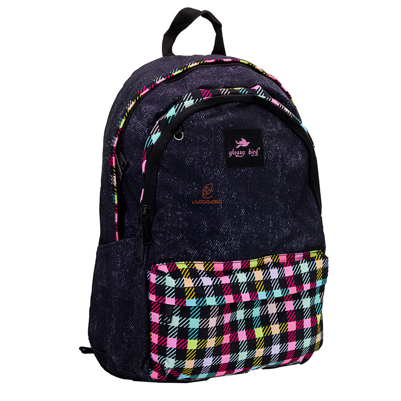 کوله پشتی طرح شطرنجی رنگی گلسی برد 2580 GLOSSI BIRD (5)