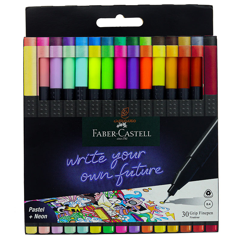 روان نویس 30 رنگ مدل پاستلی+نئون فاین پن فابرکاستل FABERCASTELL