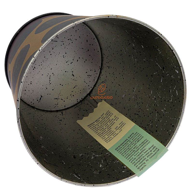 متال پات فلزی سطلی سایز 2 طرح خال خال مشکی لوتوس (1)