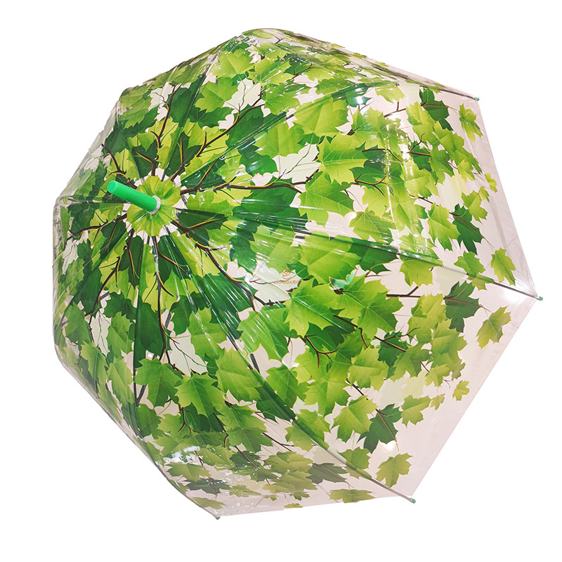 چتر شفاف نایلونی طرح برگ های سبز (2)