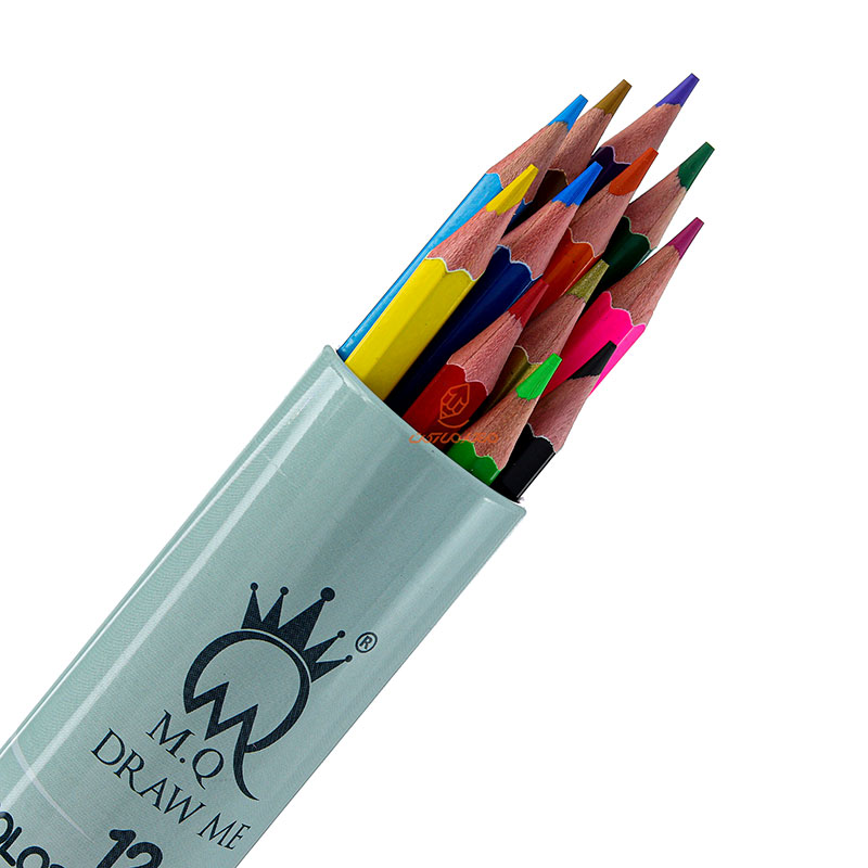 مداد رنگی 12 رنگ لوله ای طرح خانه های جنگلی ام کیو MQ (1)