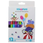 ماژیک رنگ آمیزی 12 رنگ دو سر مدل DUO2425 اسکول فنس SCHOOLFANS (2)