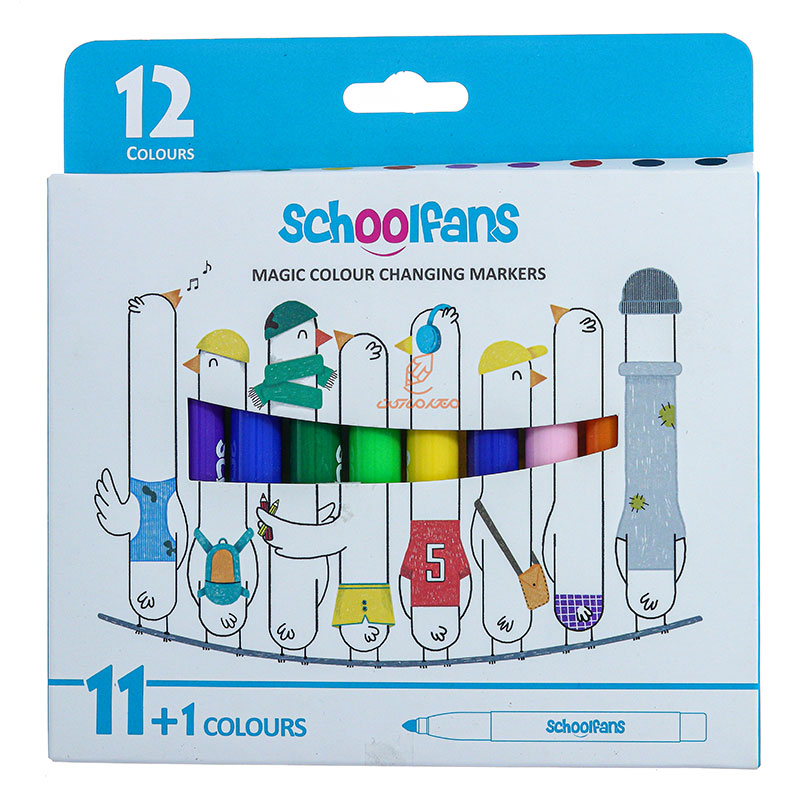 ماژیک رنگ آمیزی 12 رنگ مدل FA2435 اسکول فنس SCHOOLFANS