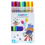 ماژیک رنگ آمیزی 12 رنگ دو سر مدل DUO2425 اسکول فنس SCHOOLFANS (4)