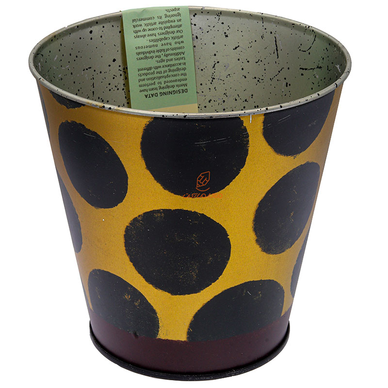 متال پات فلزی سطلی سایز 2 طرح خال خال مشکی لوتوس