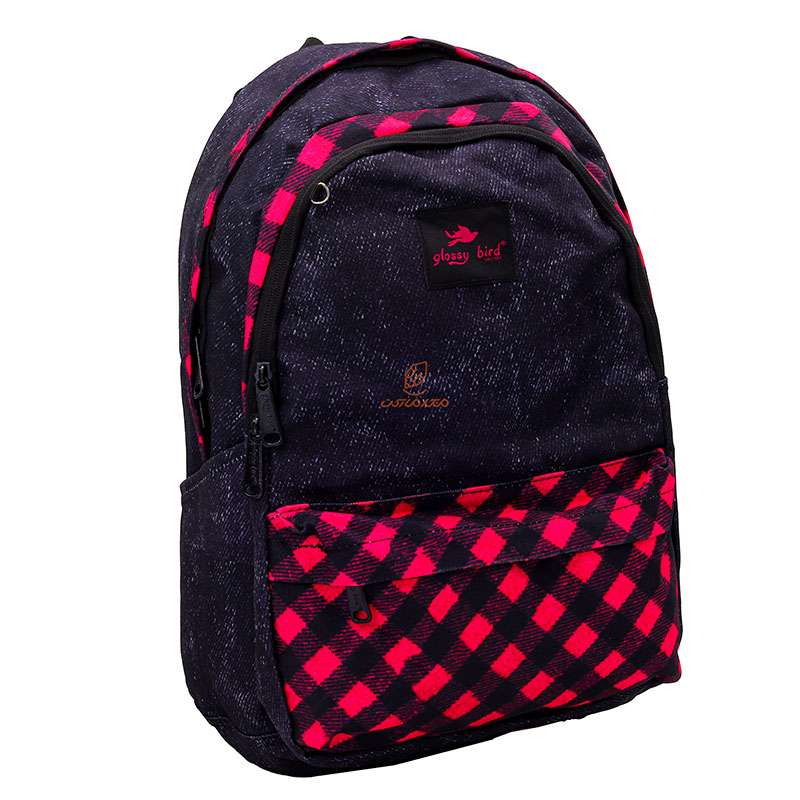 کوله پشتی طرح شطرنجی سرخابی گلسی برد 2580 GLOSSI BIRD (3)