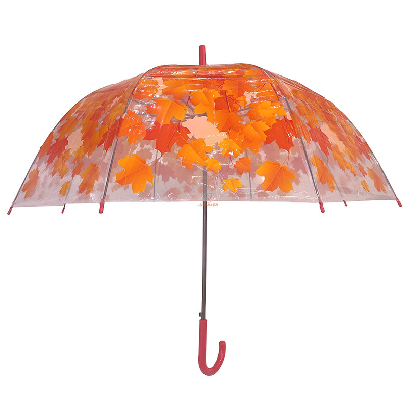 چتر شفاف نایلونی طرح برگ های پاییزی