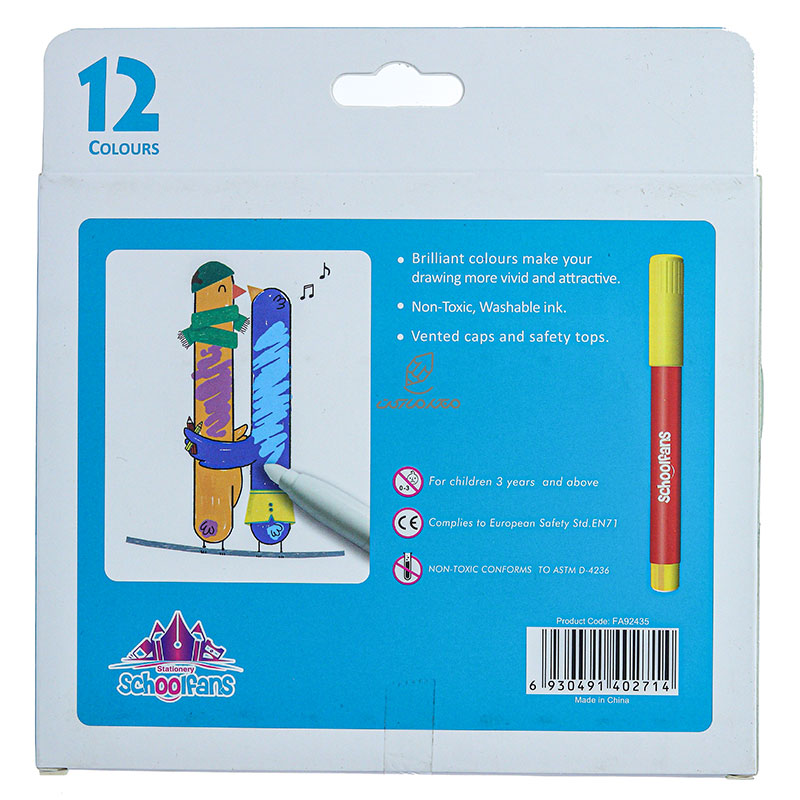 ماژیک رنگ آمیزی 12 رنگ مدل FA2435 اسکول فنس SCHOOLFANS (3)