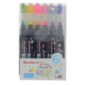 ماژیک علامت گذار 6 رنگی فانتزی سر پولک دار 3250 QESEFUN