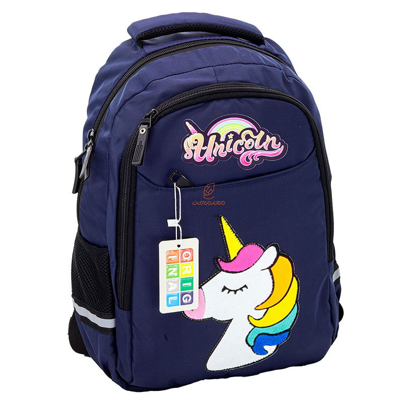 کوله پشتی دخترانه سرمه ای طرح یونی کورن