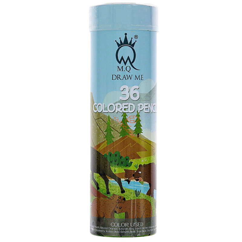 مداد رنگی 36 رنگ لوله ای طرح حیوانات جنگل ام کیو MQ