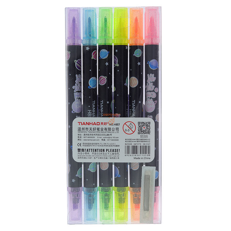 ماژیک علامت گذار 6 رنگی کد H857 دو سر TIANHAO (4)