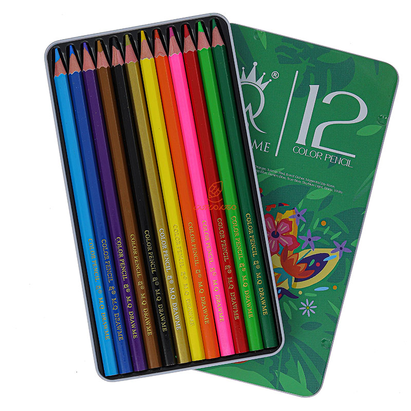 مداد رنگی 12 رنگ جعبه فلزی طرح زرافه ام کیو MQ (5)