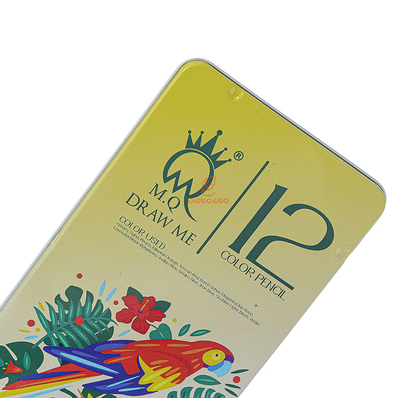 مداد رنگی 12 رنگ جعبه فلزی طرح طوطی ام کیو MQ (4)