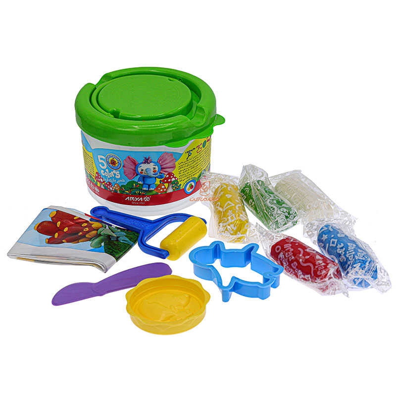 خمیر بازی 5 رنگ سطلی کد 1062 سبز آریا ARYA (1)