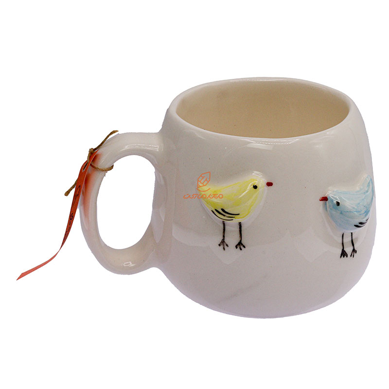 ماگ سفید طرح جوجه برجسته (5)