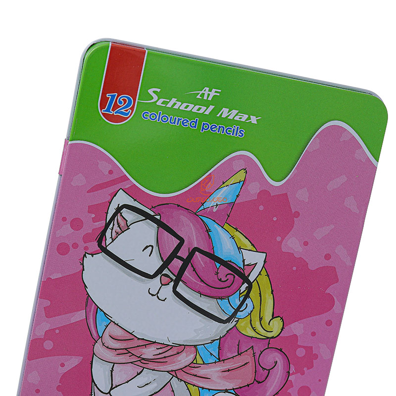 مداد رنگی 12رنگ جعبه فلزی طرح یونی کورن اسکول مکس SCHOOL MAX (1)